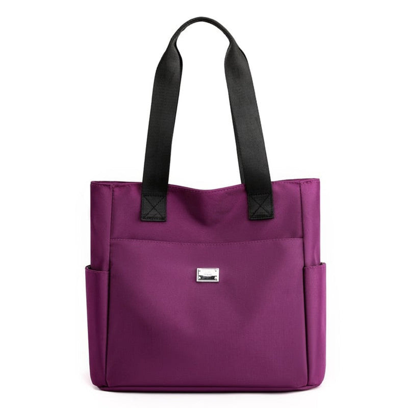 Women’s Large Nylon Tote Bag with Multiple Pockets and Adjustable Straps