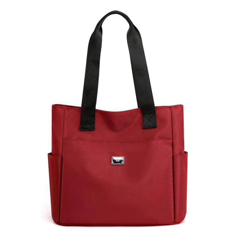 Women’s Large Nylon Tote Bag with Multiple Pockets and Adjustable Straps
