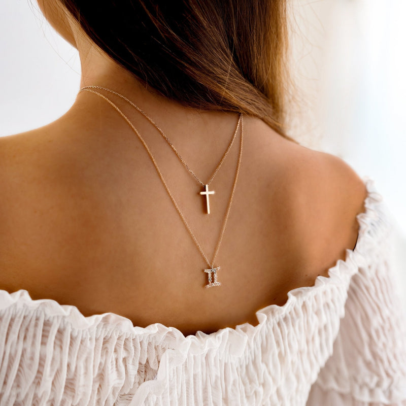 Cross Pendant Necklace in Sterling Silver with an Extender