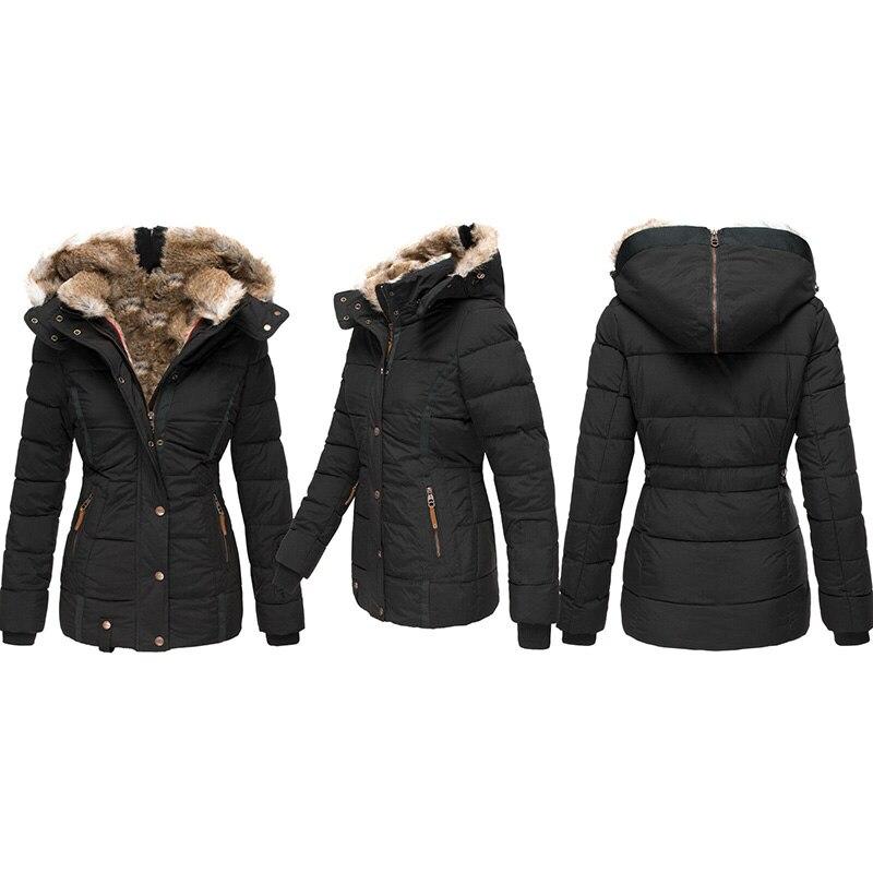 Quilted Winter Coat for Women with Faux Fur Trim and Plush Lining