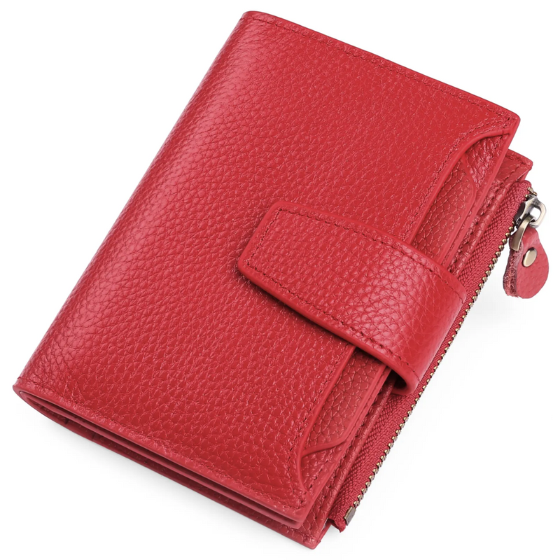 Leather Wallet with Card Slots, ID Windows and a Zipper Pocket
