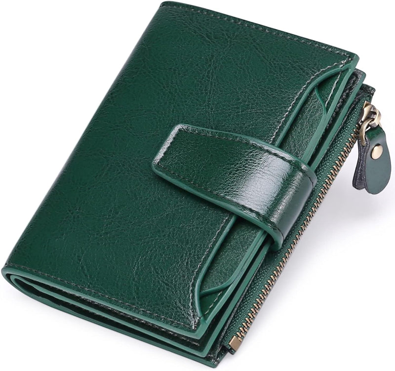 Leather Wallet with Card Slots, ID Windows and a Zipper Pocket