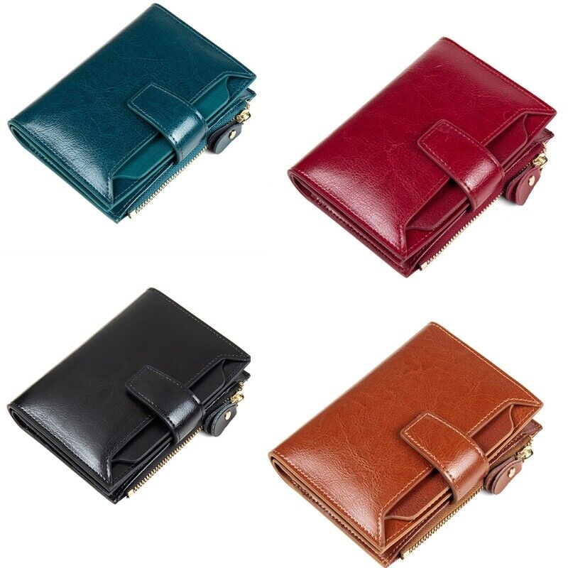 Leather Wallet with Card Slots, ID Windows and a Zipper Pocket