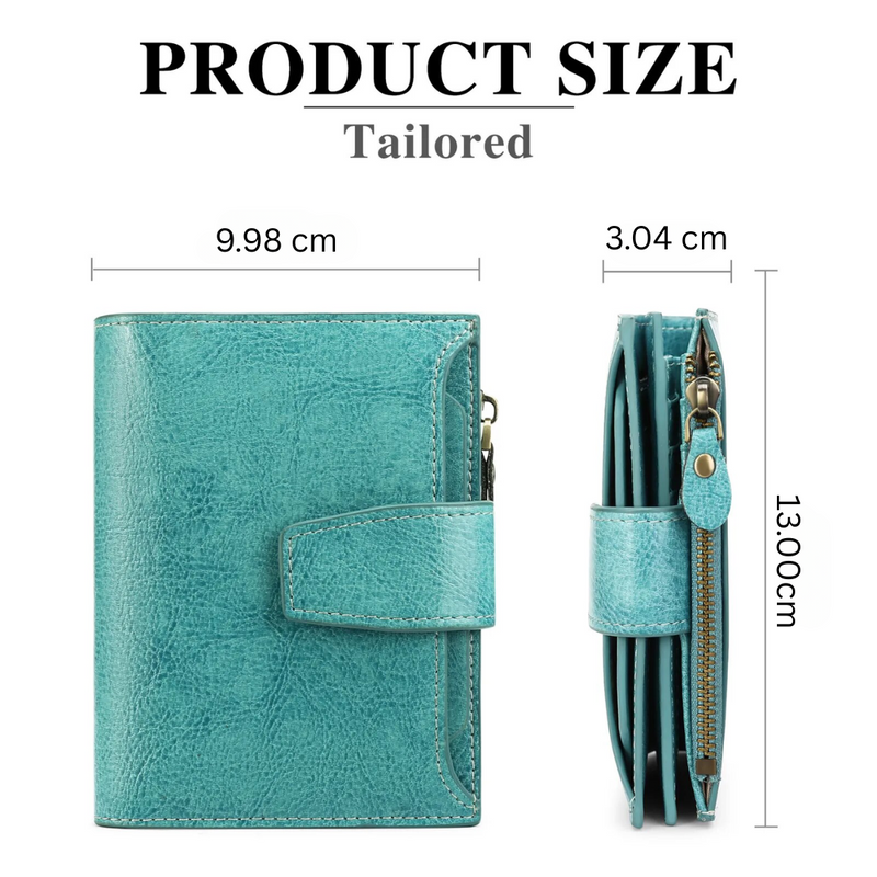 Leather Wallet with Card Slots, ID Windows and a Zipper Pocket