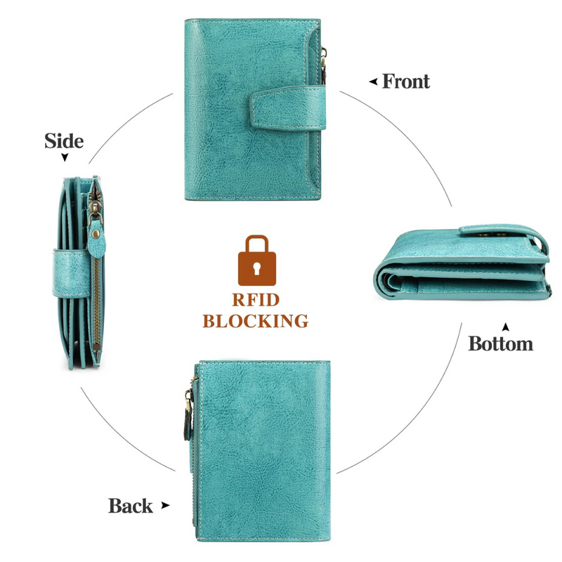 Leather Wallet with Card Slots, ID Windows and a Zipper Pocket