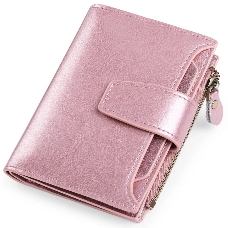 Leather Wallet with Card Slots, ID Windows and a Zipper Pocket