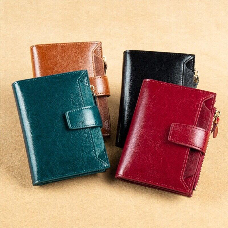Leather Wallet with Card Slots, ID Windows and a Zipper Pocket
