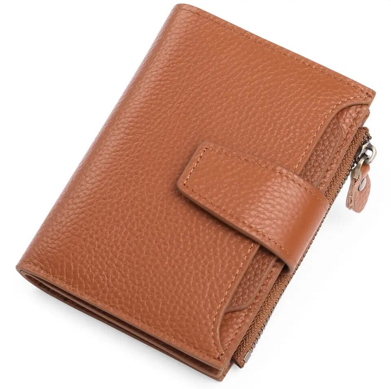Leather Wallet with Card Slots, ID Windows and a Zipper Pocket