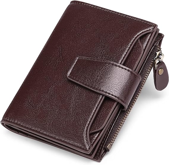 Leather Wallet with Card Slots, ID Windows and a Zipper Pocket
