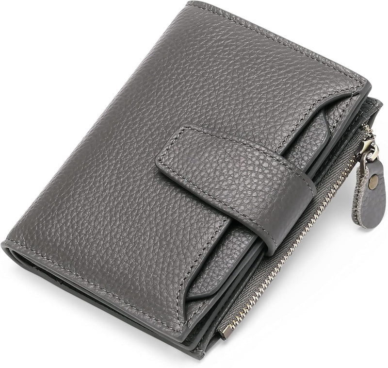 Leather Wallet with Card Slots, ID Windows and a Zipper Pocket