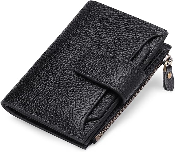 Leather Wallet with Card Slots, ID Windows and a Zipper Pocket
