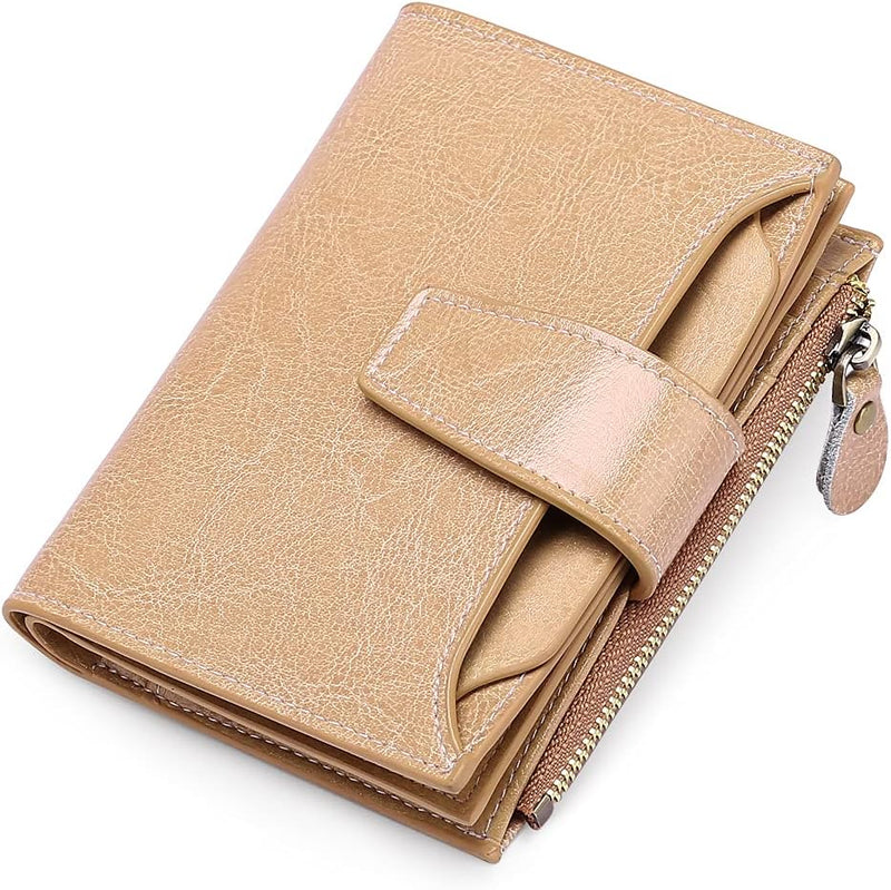 Leather Wallet with Card Slots, ID Windows and a Zipper Pocket