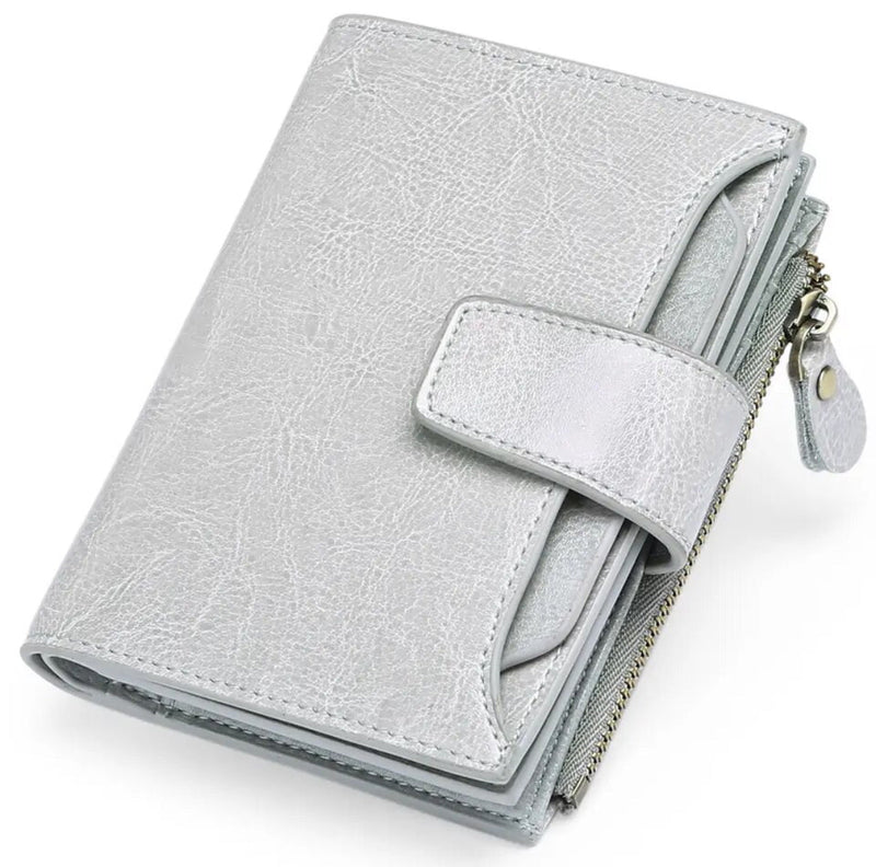 Leather Wallet with Card Slots, ID Windows and a Zipper Pocket