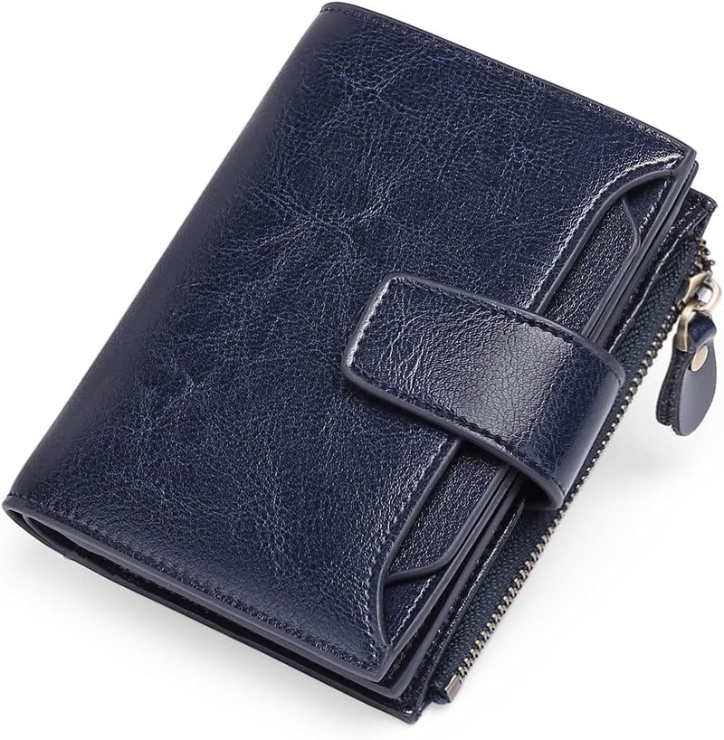 Leather Wallet with Card Slots, ID Windows and a Zipper Pocket