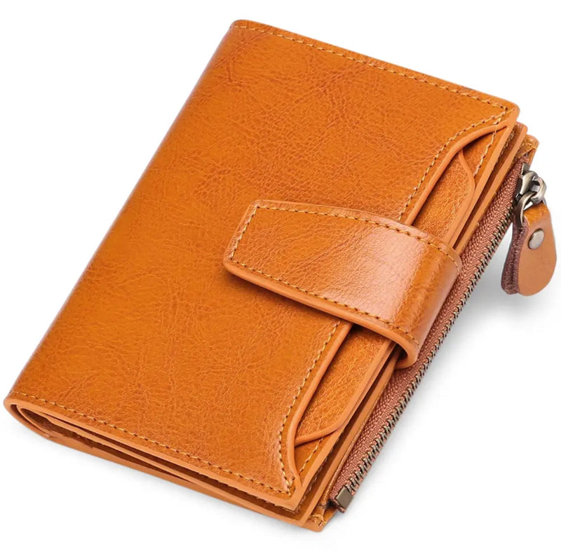 Leather Wallet with Card Slots, ID Windows and a Zipper Pocket