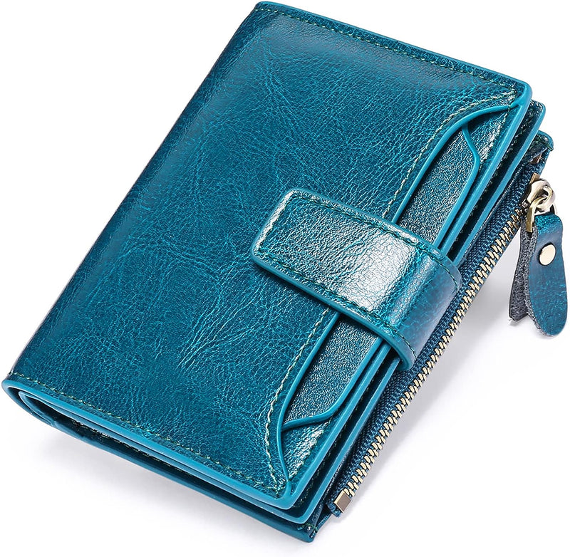 Leather Wallet with Card Slots, ID Windows and a Zipper Pocket