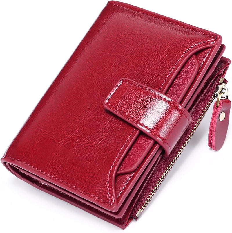 Leather Wallet with Card Slots, ID Windows and a Zipper Pocket