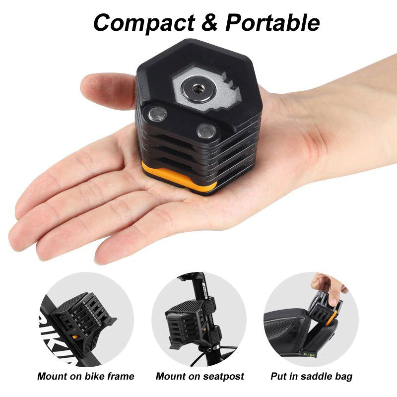 Foldable Bicycle Security Lock with Frame Mount & Keyed Locking System