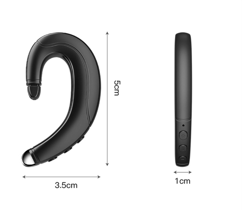 Open-Ear Bluetooth Earpiece with an Ear Hook and Rechargeable Battery
