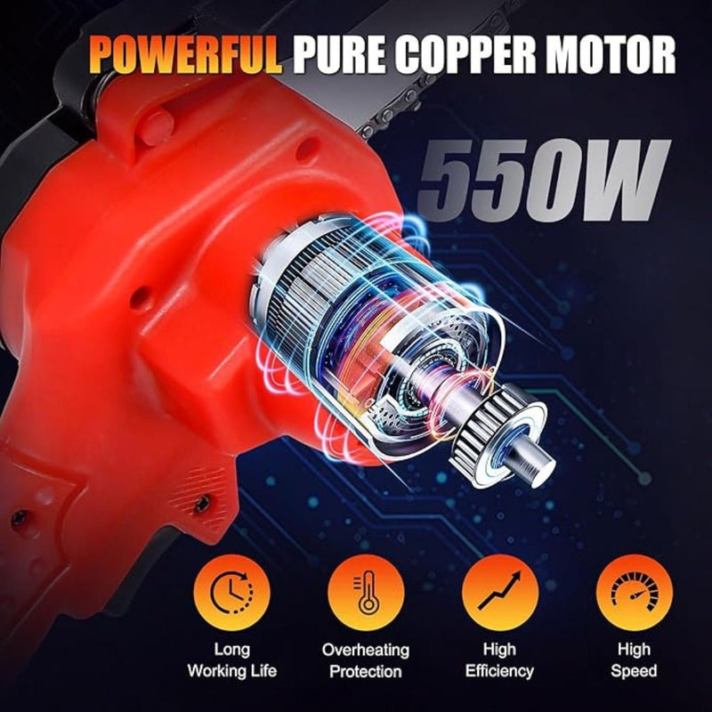 24V Cordless Mini Chainsaw with 4-Inch Blade & Safety Guard