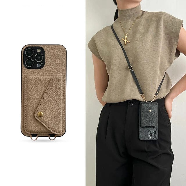 Phone Case with Shoulder Strap and Card Holder for Daily Use