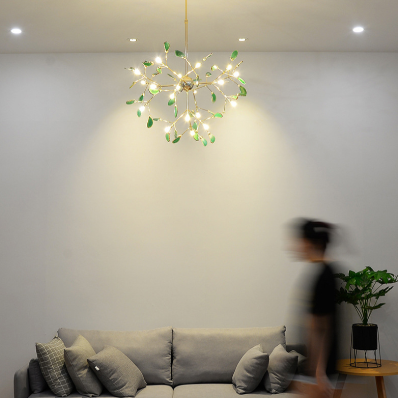Branch-Style Glass Chandelier with Adjustable Suspension