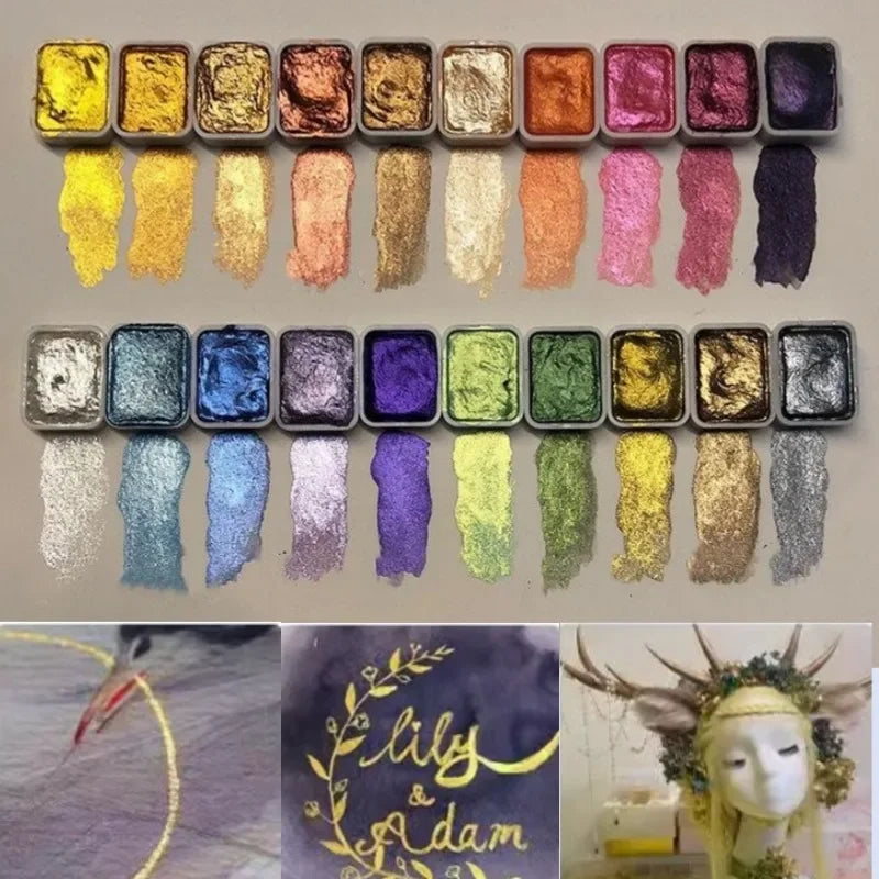 Shimmering Metallic Watercolour Paint Set