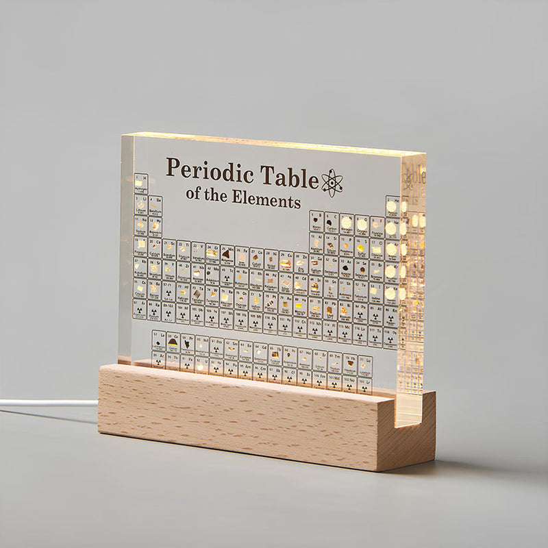 Illuminated Periodic Table Display with Real Elements