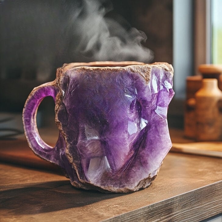 Gemstone Inspired Crystal Mug with Sculptural Finish