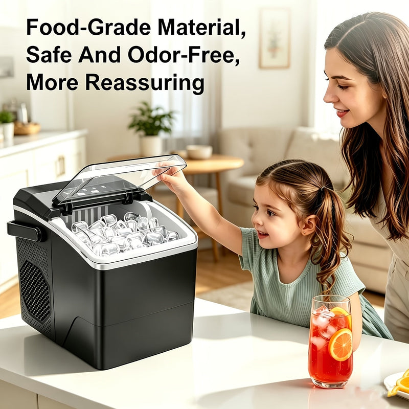 Portable Ice Cube Maker with Self-Cleaning Function and Two Ice Cube Sizes