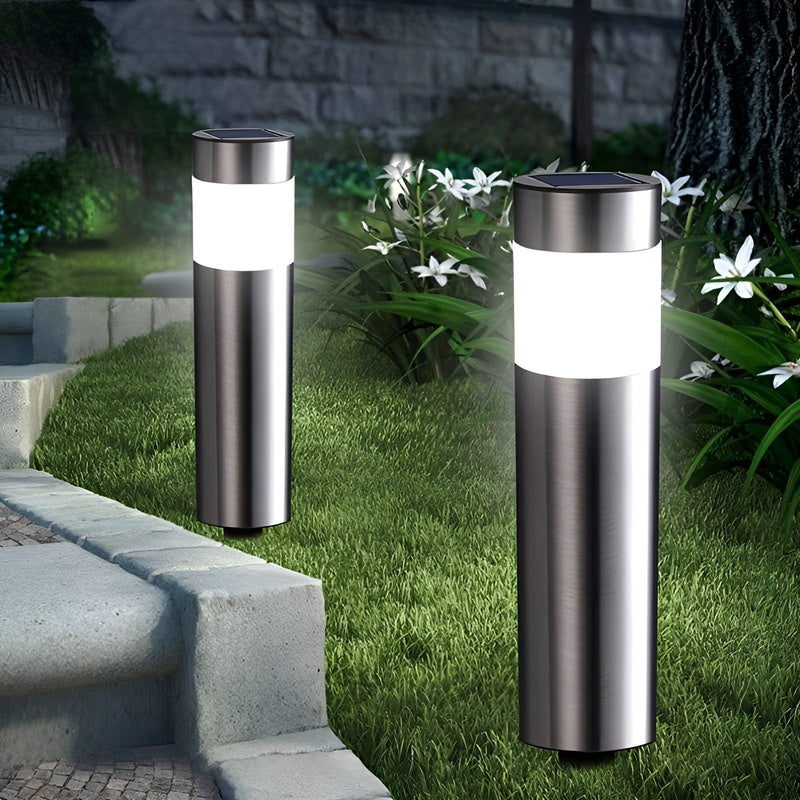 Solar Stainless Steel LED Garden Lights – Set of 2