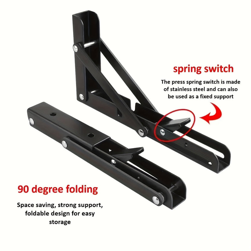 Pair of Heavy-Duty Steel Folding Shelf Brackets with Screws