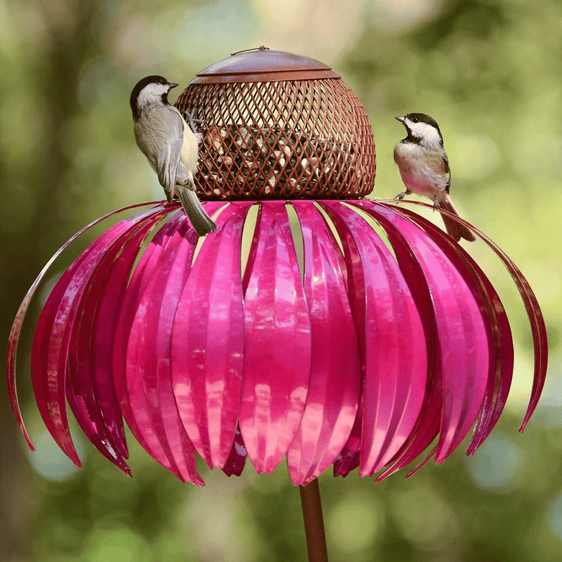 Decorative Bird Feeder House for Garden – Metal Flower Design and Durable