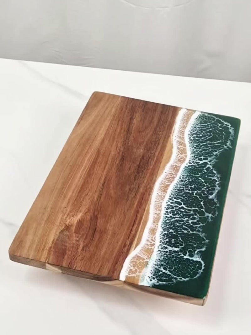 Acacia Wood Cutting Board with Ocean Resin Inlay