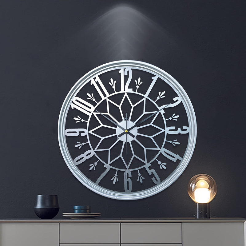 Large Metal Wall Clock with Silent Quartz Movement