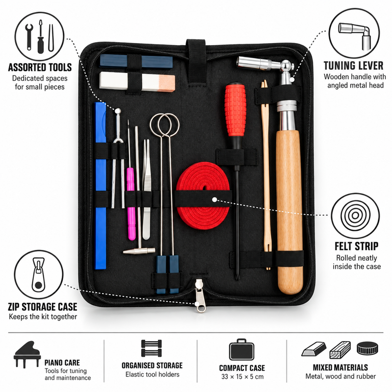 16-Piece Professional Piano Tuning Tool Set