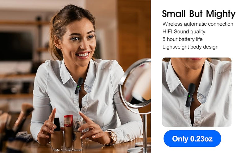 Dual Wireless Lightning Lavalier Microphone Set for iPhone and iPad