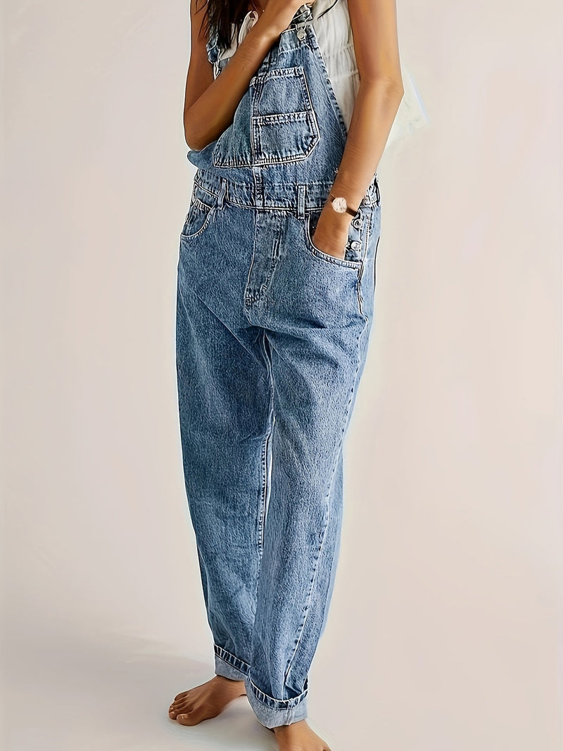Ladies Denim Dungarees – Casual Overall with Loose Fit