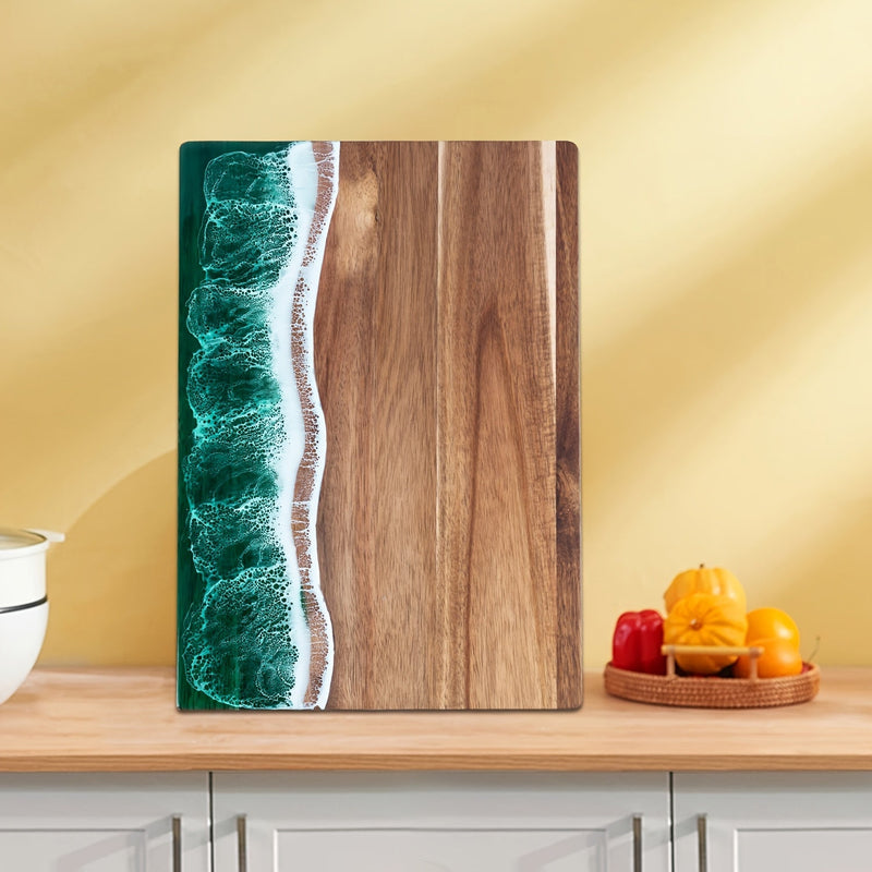 Acacia Wood Cutting Board with Ocean Resin Inlay