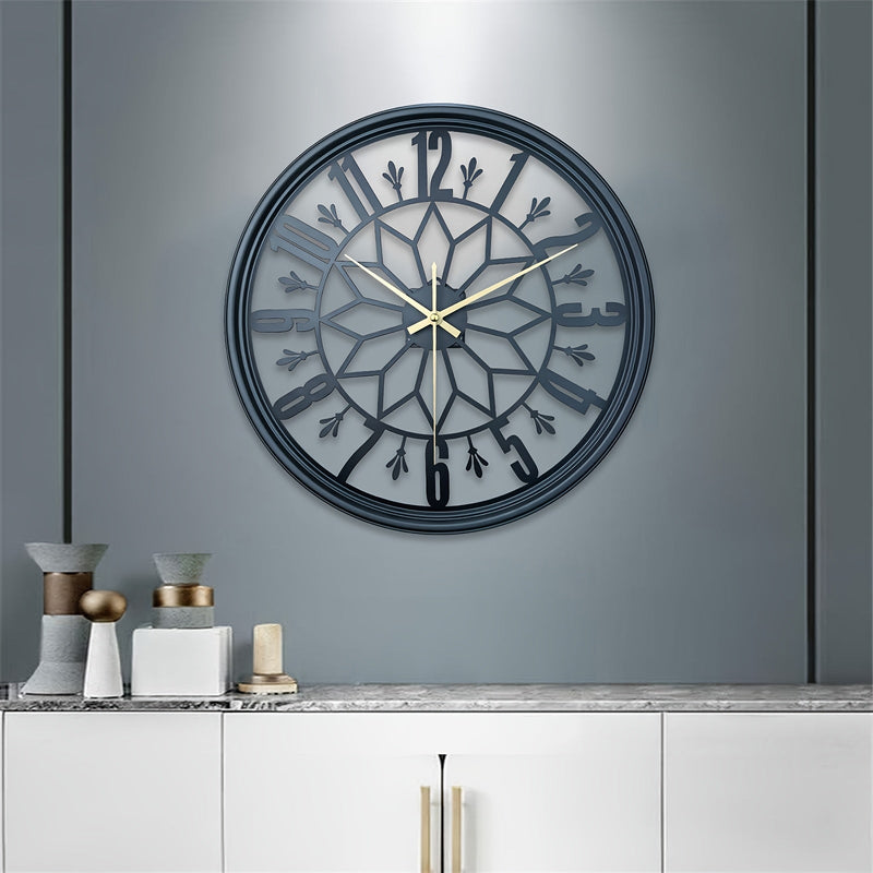Large Metal Wall Clock with Silent Quartz Movement