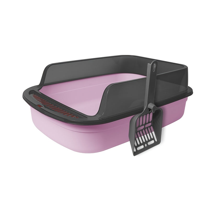 Cat Litter Tray with Raised Edge and Scoop – Splash-Free and Practical Design