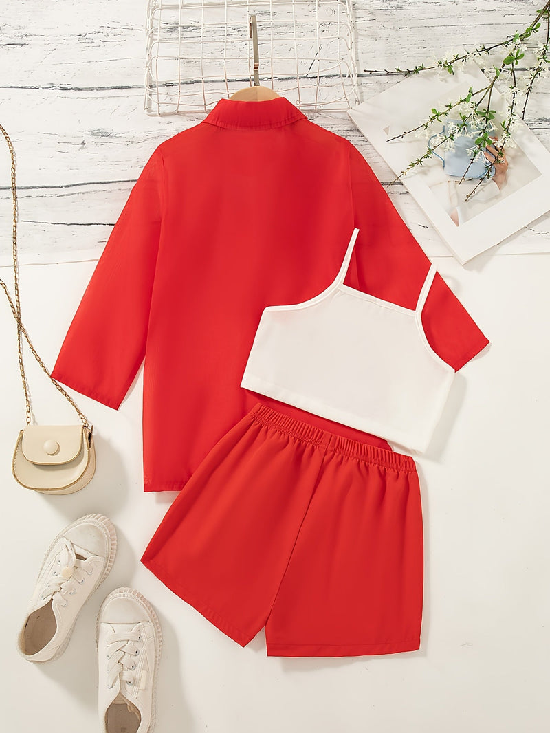 Lightweight Girls' Summer Set with Blouse and Shorts
