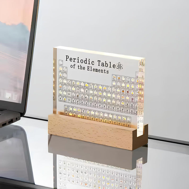 Illuminated Periodic Table Display with Real Elements