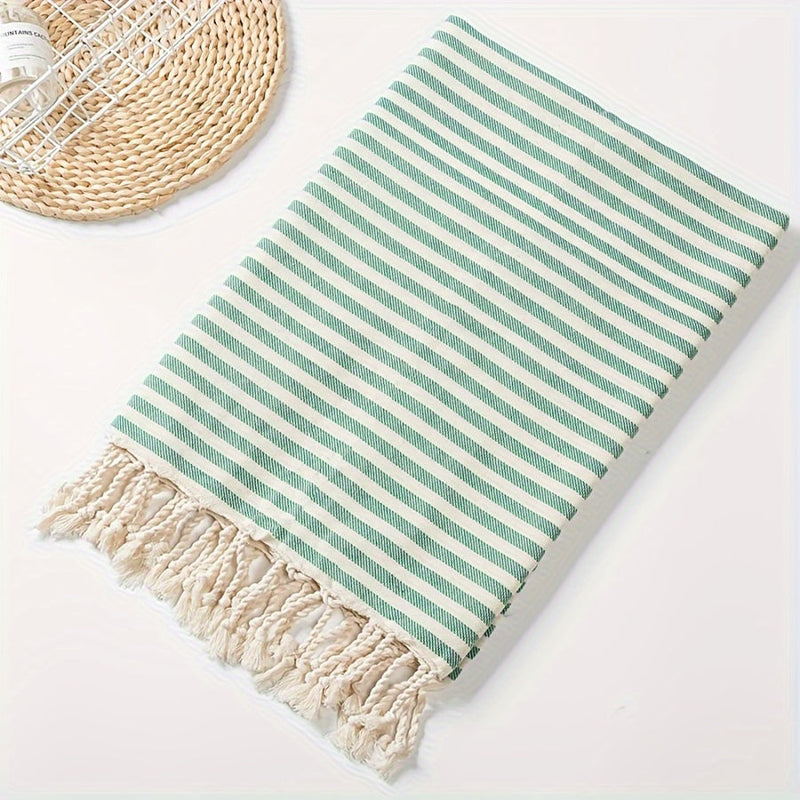 Oversized Beach Towel with Bohemian Stripe Pattern