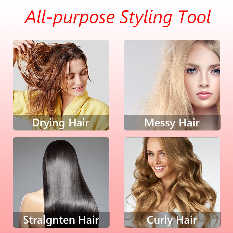 Rotating Hot-Air Hairstyler with Two Interchangeable Brushes