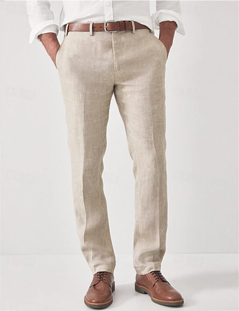 Linen pants men Breathable Summer Trousers with Modern Fit