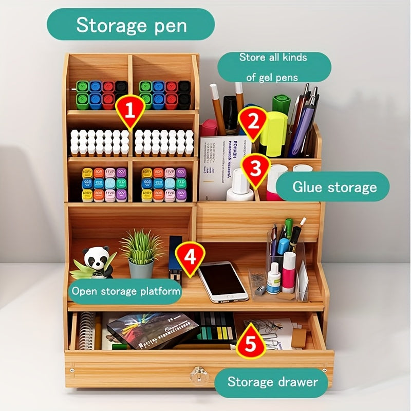 Spatial Bamboo Desk Organizer with Drawer – Organize Your Workspace Efficiently and Stylishly