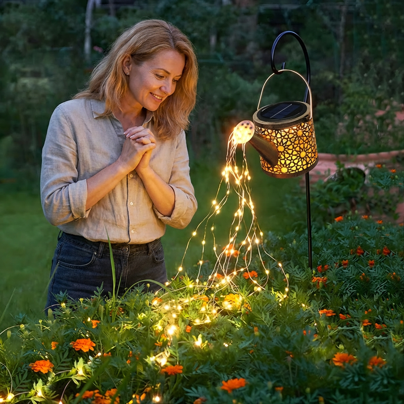 Solar Watering Can Garden Light with Cascading Fairy Lights