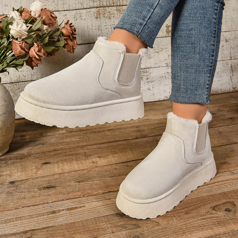 Ladies' Ankle Boots with Warm Lining – Comfortable Winter Boots with Non-Slip Sole