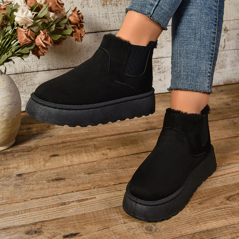 Ladies' Ankle Boots with Warm Lining – Comfortable Winter Boots with Non-Slip Sole
